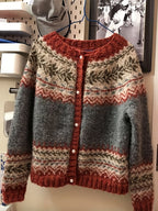 Fairbane Fair Isle Button-Up Cardigan – Women Knit Sweater Nordic Chunky Ribbed Autumn Fall Cardigan