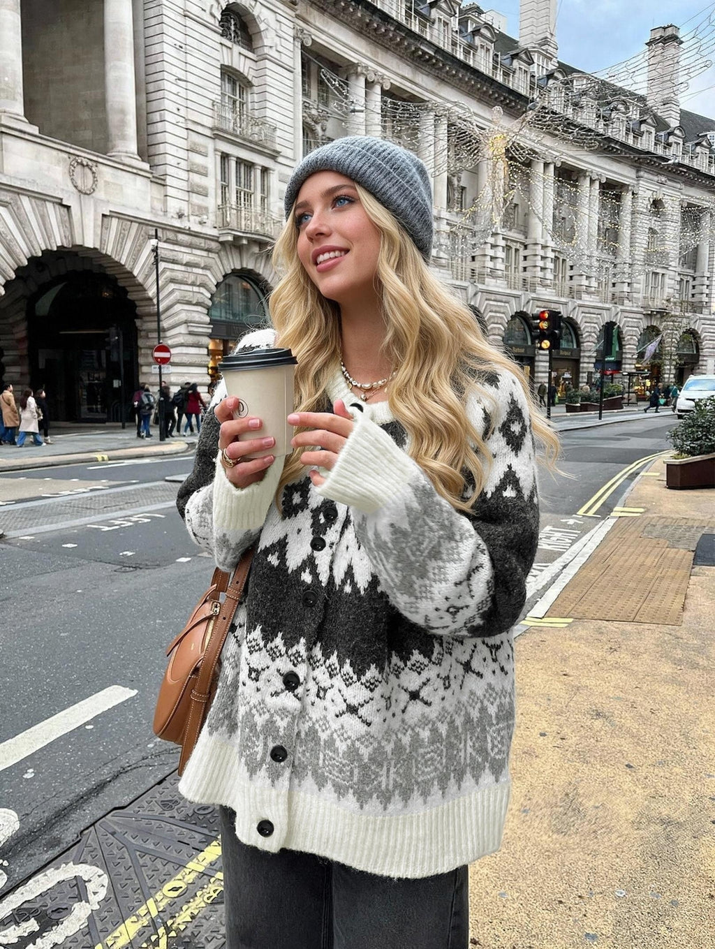 Zigmotte Fair Isle Cardigan – Fair Isle Cardigan Womens Ladies Knit Sweater Button Front Casual