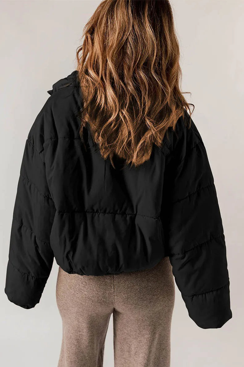 Chanlette Oversized Puffer Jacket – Women Quilted Cropped Casual Winter Streetwear Ladies Jacket