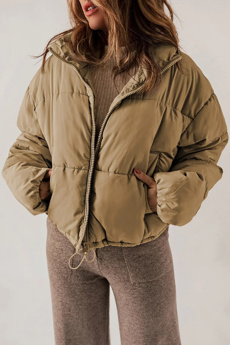 Chanlette Oversized Puffer Jacket – Women Quilted Cropped Casual Winter Streetwear Ladies Jacket
