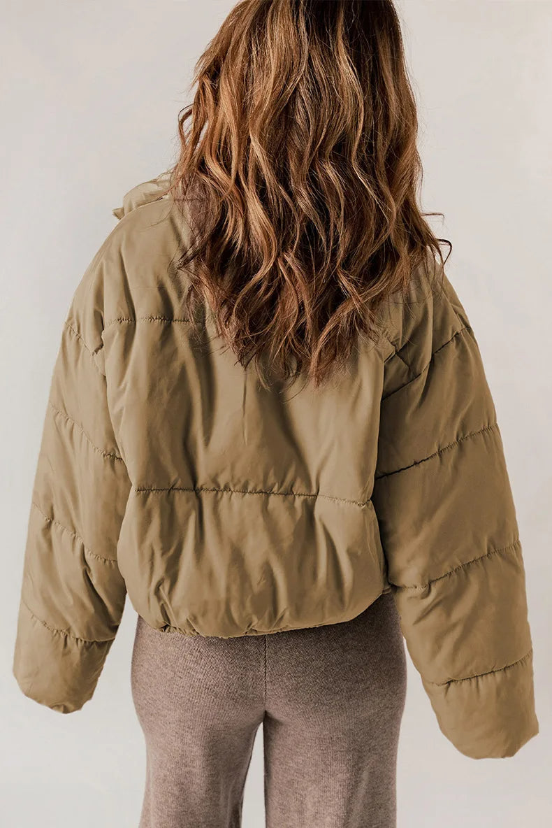 Chanlette Oversized Puffer Jacket – Women Quilted Cropped Casual Winter Streetwear Ladies Jacket