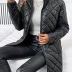 Diquilenne Diamond Quilted Longline Coat – Padded Jacket Women Hooded Winter Ladies Quilted Coat