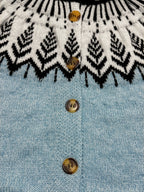 Chevzig Fair Isle Knit Cardigan – Fair Isle Cardigan Women Ladies Autumn Knit Button Front Chunky Cardigan