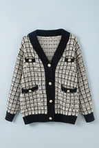Boutayne Tweed Knit Cardigan – V-Neck Button-Front Women Longline Cardigan Fall Layering Knitwear