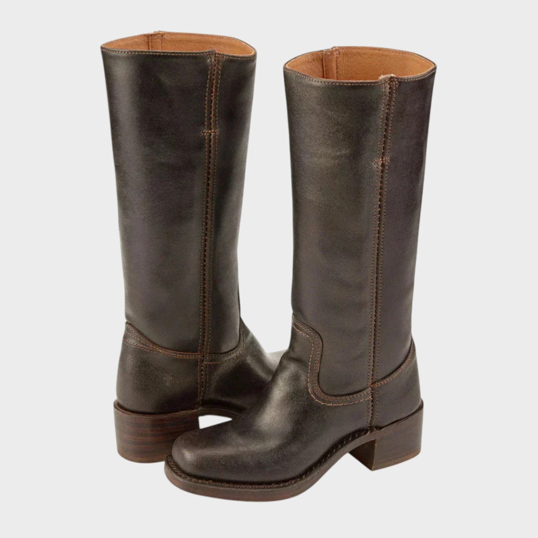 Strithen Knee-High Riding Boots – Women Leather Tall Boots Equestrian Classic Flat Casual