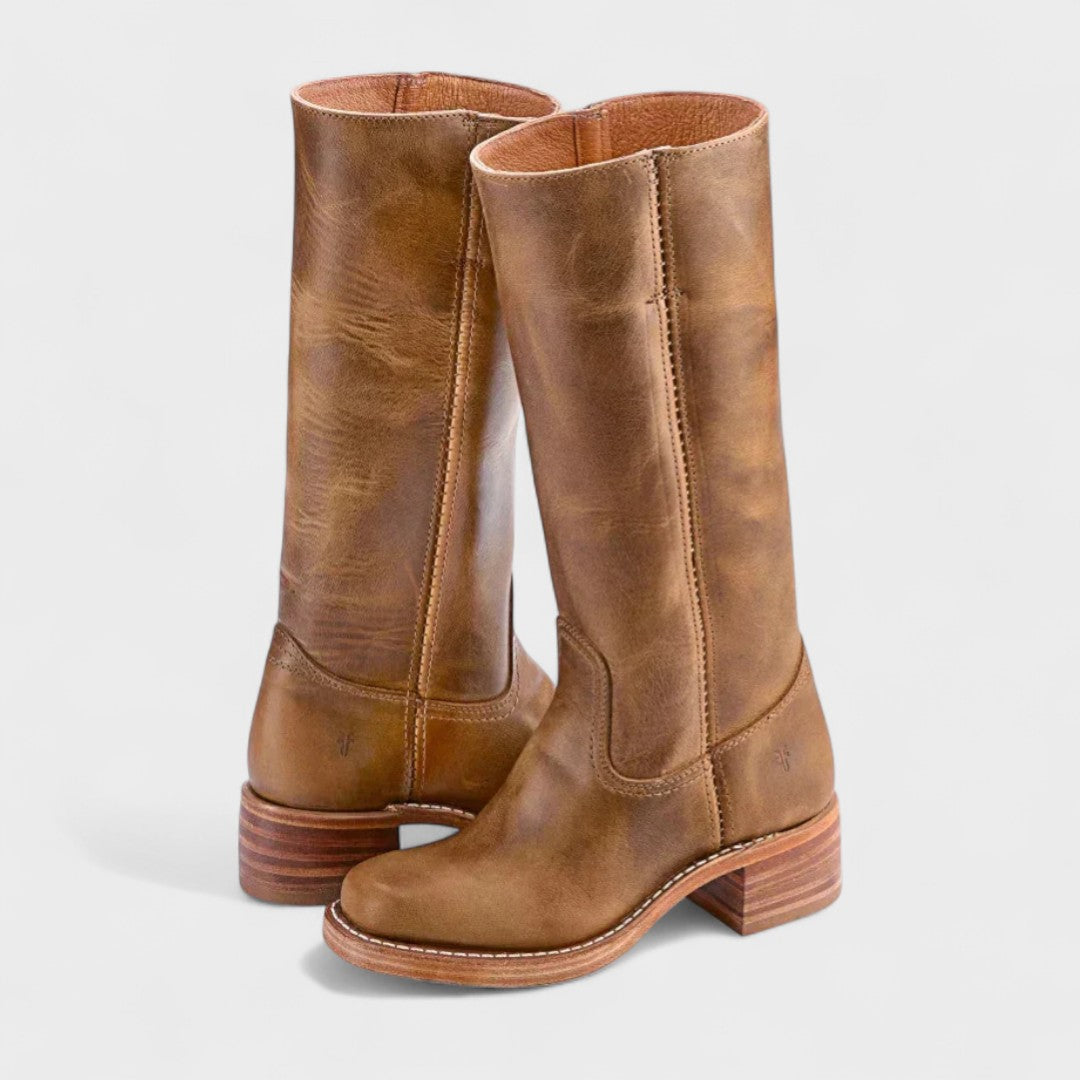 Strithen Knee-High Riding Boots – Women Leather Tall Boots Equestrian Classic Flat Casual