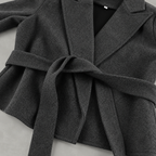 Trailyne Belted Cropped Blazer – Women Smart Casual Office Tailored Wrap Front Autumn Jacket