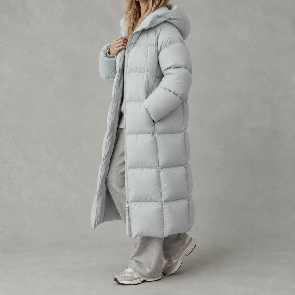 Chanquil Hooded Longline Puffer Coat – Women Oversized Padded Winter Warm Casual Puffer Coat