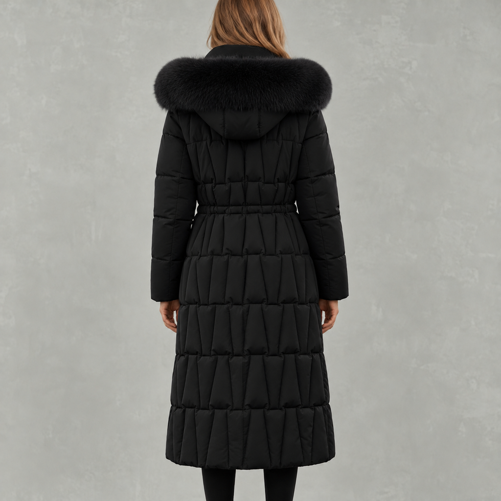 Chanista Longline Padded Puffer Coat – Hooded Quilted Over-the-Knee Winter Women Parka Jacket