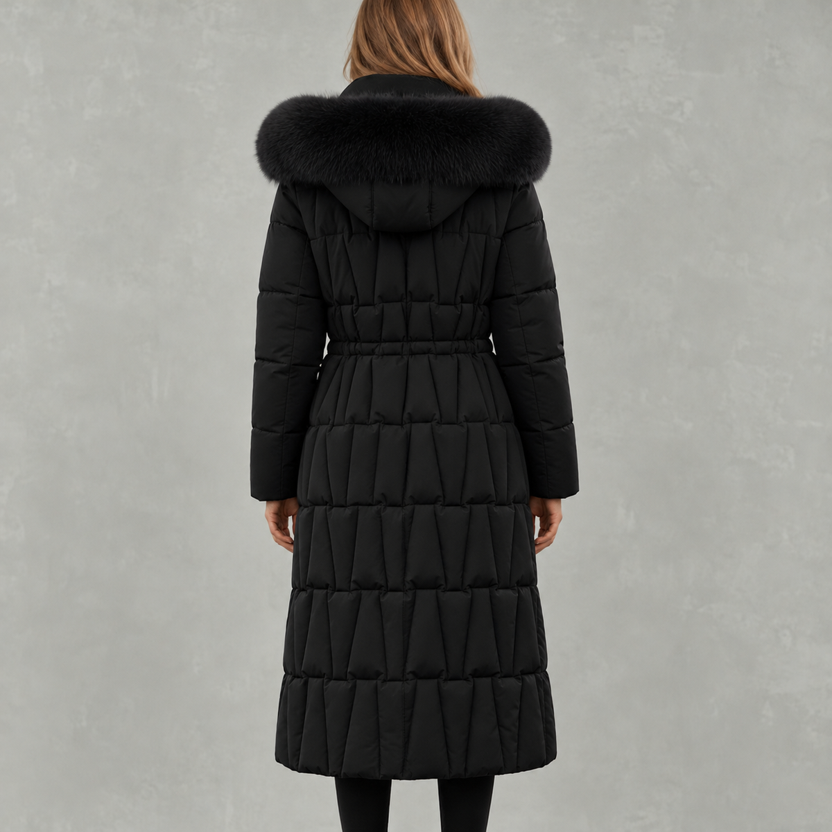 Chanista Longline Padded Puffer Coat – Hooded Quilted Over-the-Knee Winter Women Parka Jacket