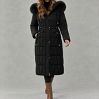 Chanista Longline Padded Puffer Coat – Hooded Quilted Over-the-Knee Winter Women Parka Jacket