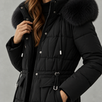 Chanista Longline Padded Puffer Coat – Hooded Quilted Over-the-Knee Winter Women Parka Jacket