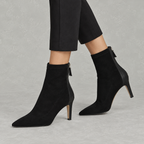Ziptara Pointed Toe Ankle Boots – Suede Stiletto Heel Women Boots Leather Autumn Winter Formal Evening Work Boots