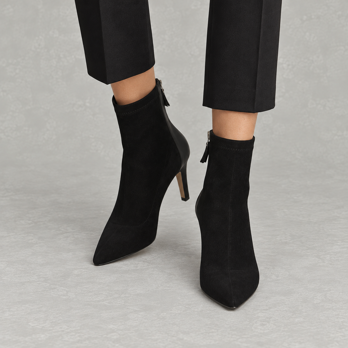 Ziptara Pointed Toe Ankle Boots – Suede Stiletto Heel Women Boots Leather Autumn Winter Formal Evening Work Boots