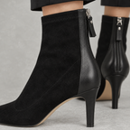 Ziptara Pointed Toe Ankle Boots – Suede Stiletto Heel Women Boots Leather Autumn Winter Formal Evening Work Boots