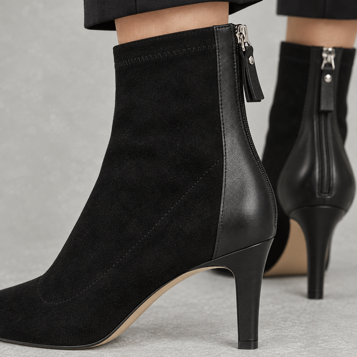 Ziptara Pointed Toe Ankle Boots – Suede Stiletto Heel Women Boots Leather Autumn Winter Formal Evening Work Boots