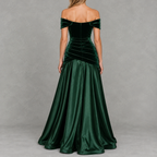 Diruche Velvet Off-Shoulder Maxi Dress – Evening Dresses Women Formal Wedding Guest Bardot Party Maxi Dress