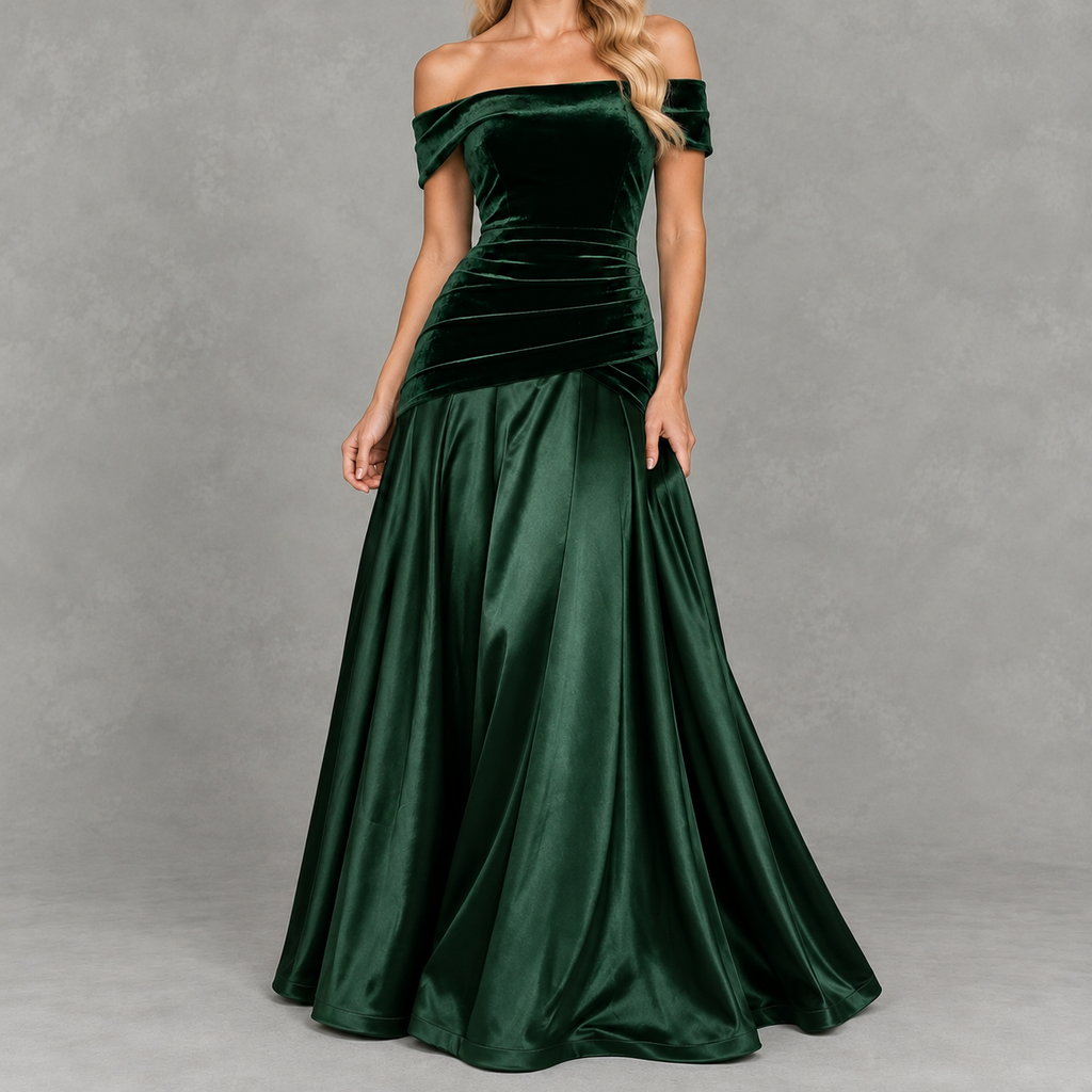 Diruche Velvet Off-Shoulder Maxi Dress – Evening Dresses Women Formal Wedding Guest Bardot Party Maxi Dress