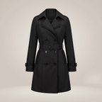Trimessa Double-Breasted Belted Trench Coat – Women Classic Tailored Longline Autumn Winter Trench Coat