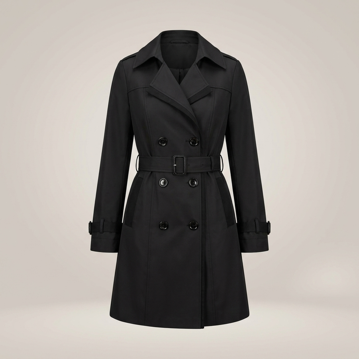 Trimessa Double-Breasted Belted Trench Coat – Women Classic Tailored Longline Autumn Winter Trench Coat