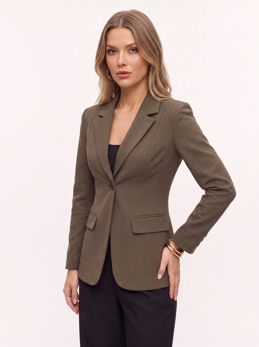 Tailor Single-Breasted Fitted Blazer – Women Tailored Office Work Formal Smart Casual Structured Blazer