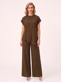 Torba Asymmetric Top Wide-Leg Trouser Co-Ord Set – Linen Blend Women Casual Loungewear Two Piece Set