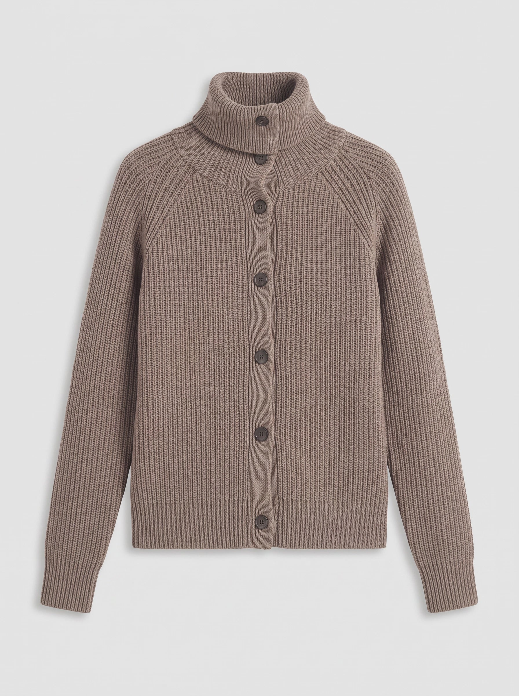 Costaline Button Front Ribbed Roll Neck Cardigan – Chunky Knit Women Casual Autumn Longline Turtleneck Cardigan