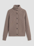 Costaline Button Front Ribbed Roll Neck Cardigan – Chunky Knit Women Casual Autumn Longline Turtleneck Cardigan