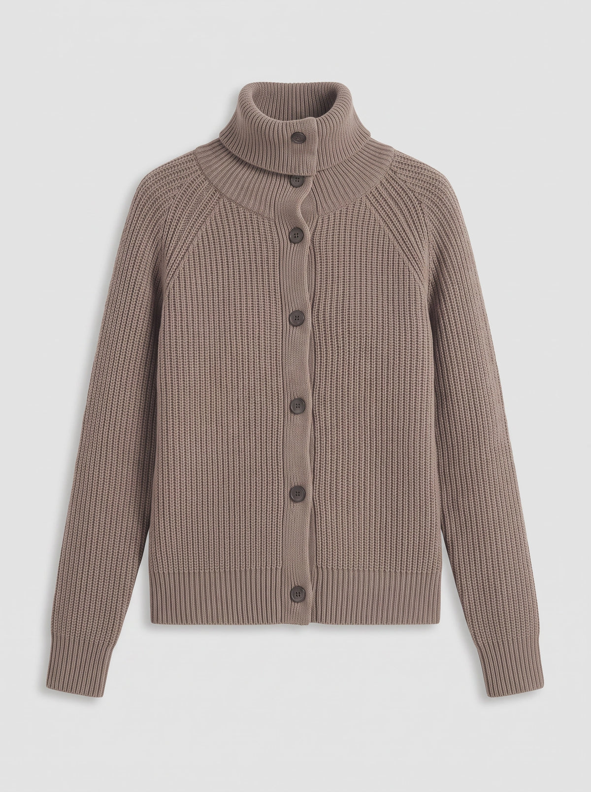 Costaline Button Front Ribbed Roll Neck Cardigan – Chunky Knit Women Casual Autumn Longline Turtleneck Cardigan