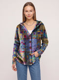 Patchtura Abstract Print Hooded Button-Up Cardigan – Women Casual Bohemian Lightweight Hooded Cardigan