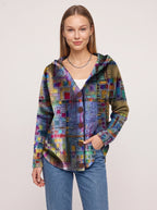 Patchtura Abstract Print Hooded Button-Up Cardigan – Women Casual Bohemian Lightweight Hooded Cardigan