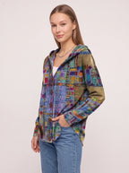 Patchtura Abstract Print Hooded Button-Up Cardigan – Women Casual Bohemian Lightweight Hooded Cardigan