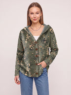 Patchtura Abstract Print Hooded Button-Up Cardigan – Women Casual Bohemian Lightweight Hooded Cardigan