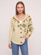 Patchtura Abstract Print Hooded Button-Up Cardigan – Women Casual Bohemian Lightweight Hooded Cardigan