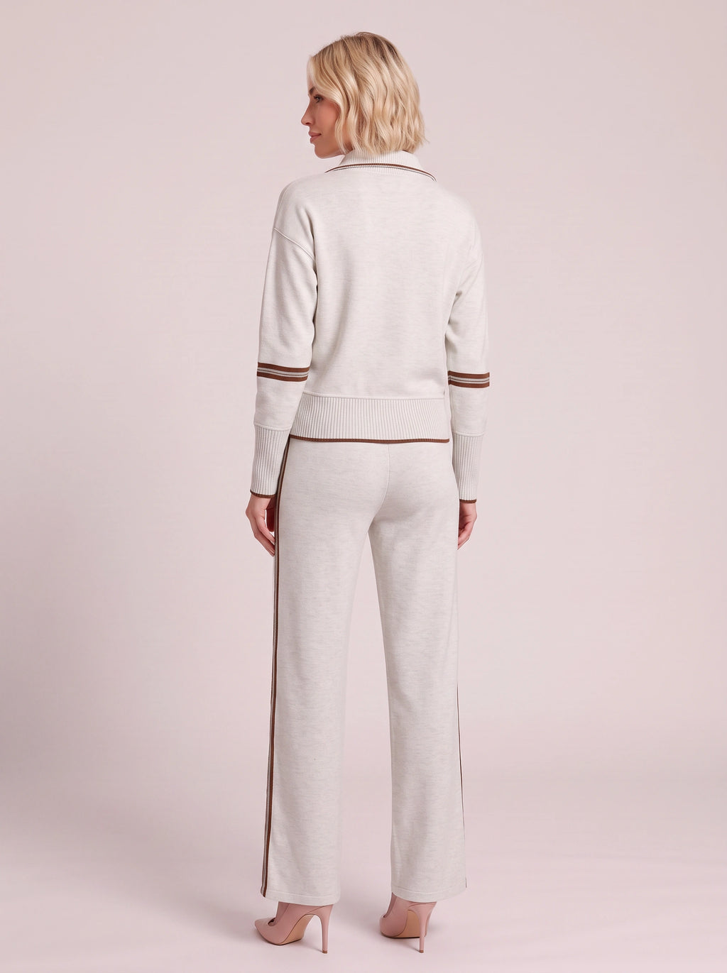 Ribwick Half-Zip Knit Tracksuit Co-Ord Set – Women Loungewear Casual Two Piece Knitted Jogger Tracksuit