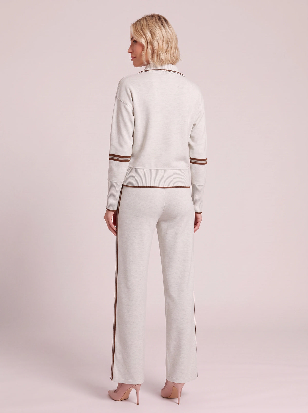 Ribwick Half-Zip Knit Tracksuit Co-Ord Set – Women Loungewear Casual Two Piece Knitted Jogger Tracksuit