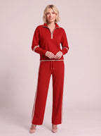 Ribwick Half-Zip Knit Tracksuit Co-Ord Set – Women Loungewear Casual Two Piece Knitted Jogger Tracksuit