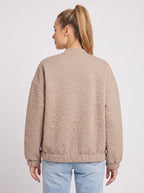Floralief Quilted Bomber Jacket – Taupe Padded Bomber Jacket Womens Casual Autumn Lightweight Floral Embossed Coat