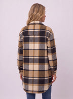 Carrowlyn Longline Check Shacket – Oversized Flannel Shirts Women Autumn Casual Ladies Checked Shirt Jacket