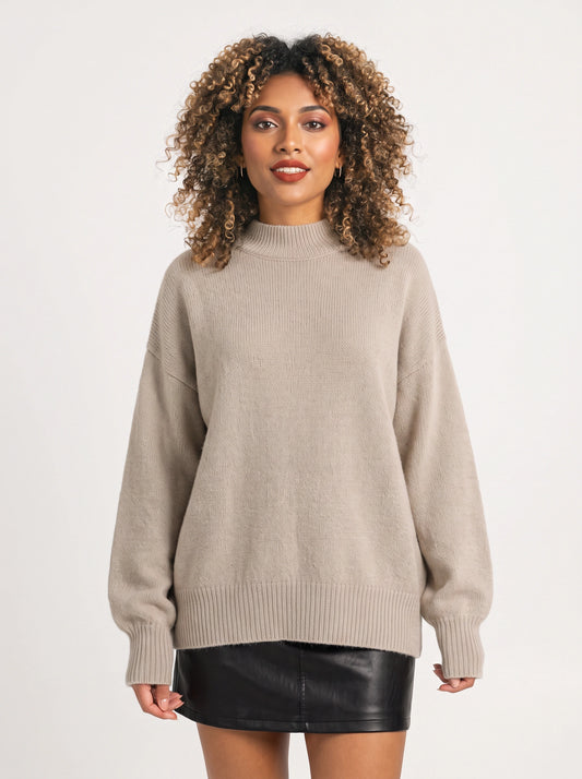 Costaro Oversized Turtleneck Jumper – Chunky Knit Women Longline Relaxed Fit Sweater