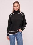 Cortiva Contrast Trim Roll Neck Jumper – Turtleneck Women Sweater Casual Knitwear Relaxed Fit Long Sleeve