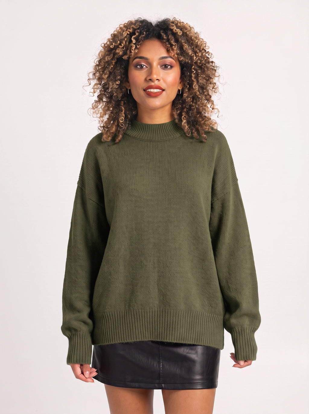 Costaro Oversized Turtleneck Jumper – Chunky Knit Women Longline Relaxed Fit Sweater
