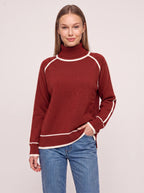 Cortiva Contrast Trim Roll Neck Jumper – Turtleneck Women Sweater Casual Knitwear Relaxed Fit Long Sleeve