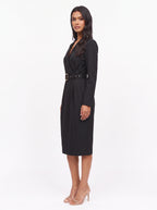 Cintura Belted Wrap Midi Dress – Wrap Dress Women Long Sleeve Office Formal Tailored Midi Dress