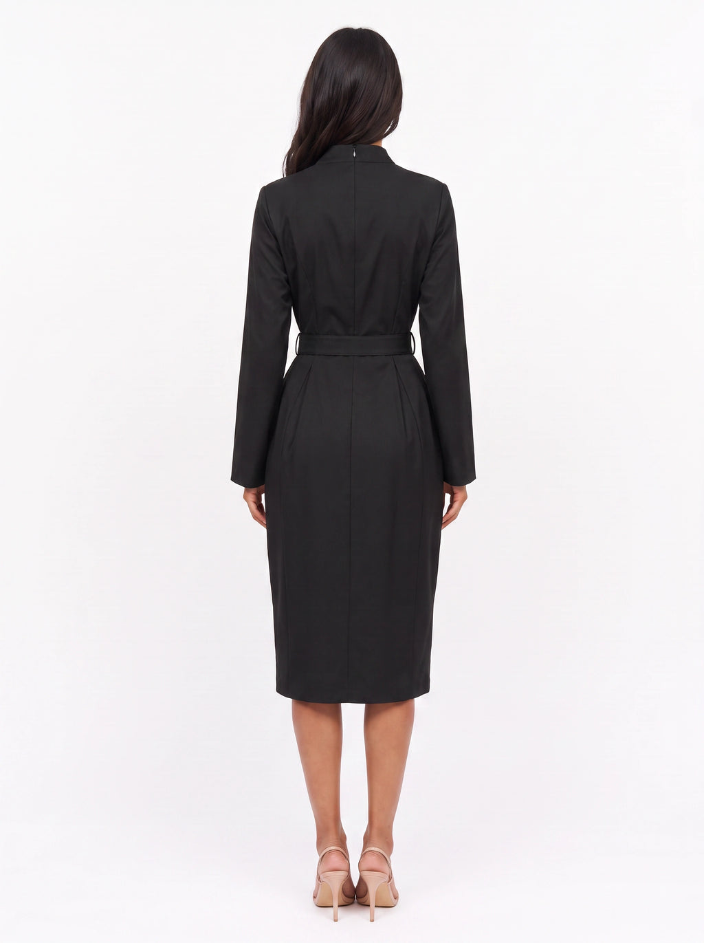 Cintura Belted Wrap Midi Dress – Wrap Dress Women Long Sleeve Office Formal Tailored Midi Dress