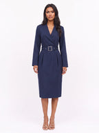 Cintura Belted Wrap Midi Dress – Wrap Dress Women Long Sleeve Office Formal Tailored Midi Dress