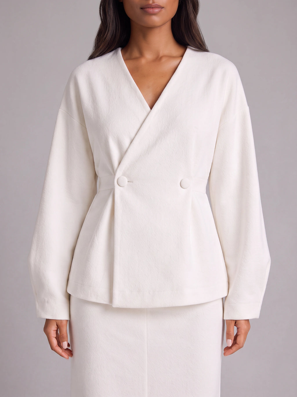 Ivoire Double-Breasted Blazer Maxi Skirt Co-Ord Set – White Tailored Women Formal Wedding Guest Office Blazer