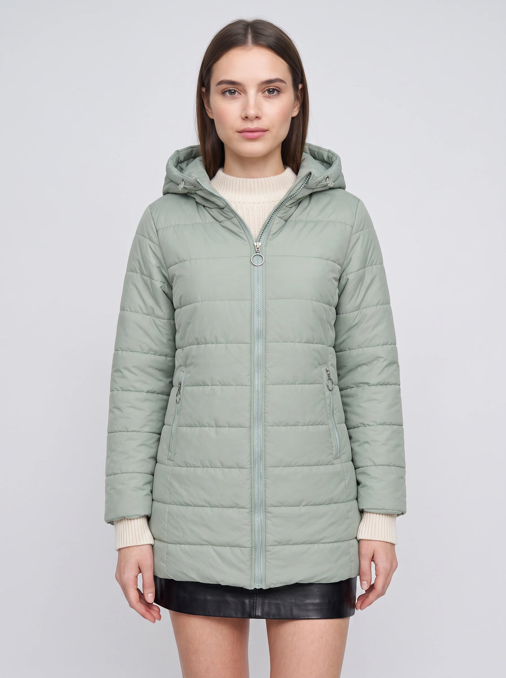 Quilfort Hooded Puffer Jacket – Longline Padded Coat Women Winter Casual Outerwear Zip Front Jacket
