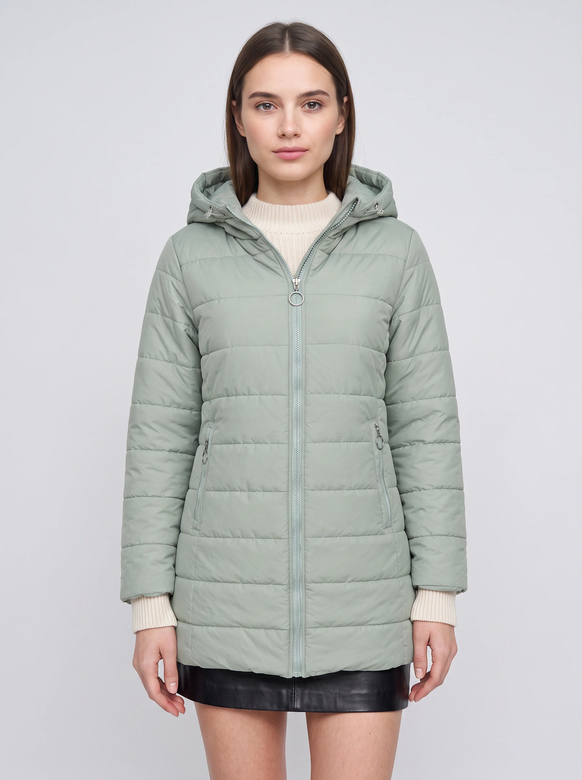 Quilfort Hooded Puffer Jacket – Longline Padded Coat Women Winter Casual Outerwear Zip Front Jacket
