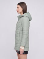 Quilfort Hooded Puffer Jacket – Longline Padded Coat Women Winter Casual Outerwear Zip Front Jacket